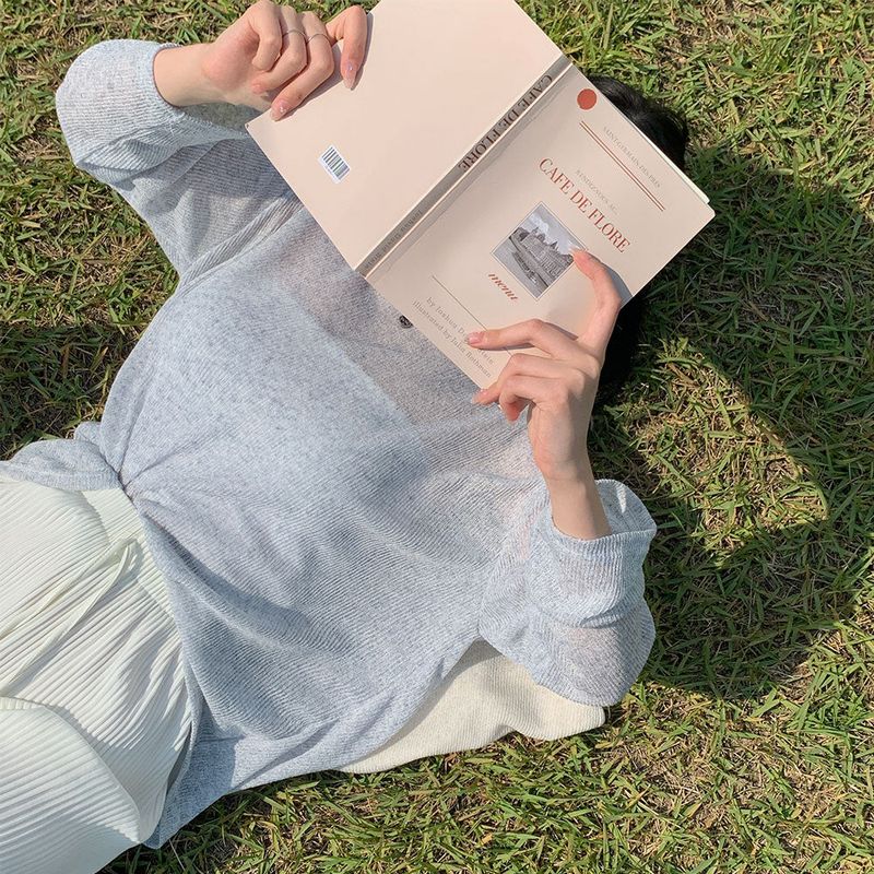 [Bellide made] See-through Bookle Linen Summer Knit T-shirt