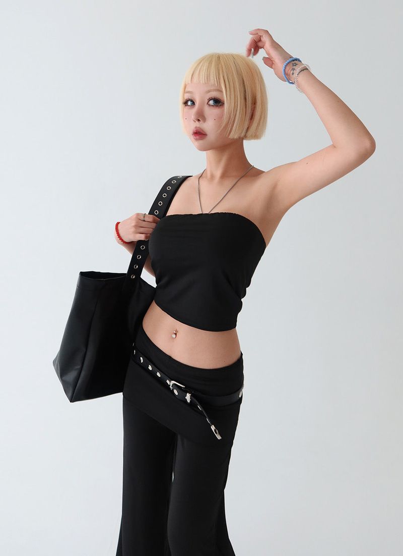 Summer Tube Top & Roll-Up Pants Two-Piece Set