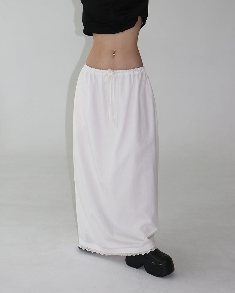 lace string maxi long skirt