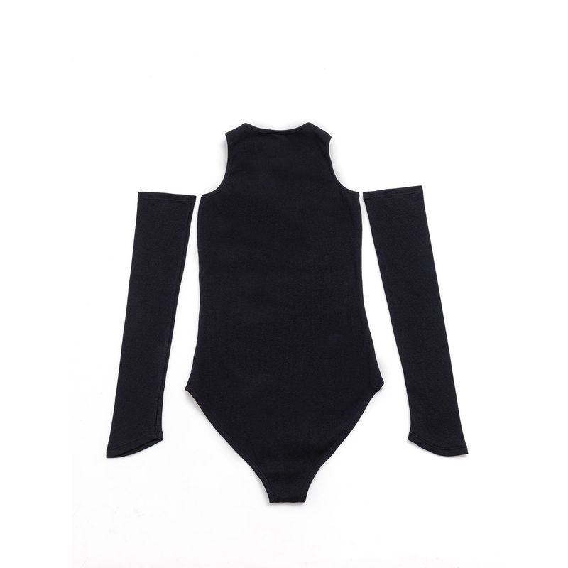 Holter-Ribbed Bodysuit(Black)