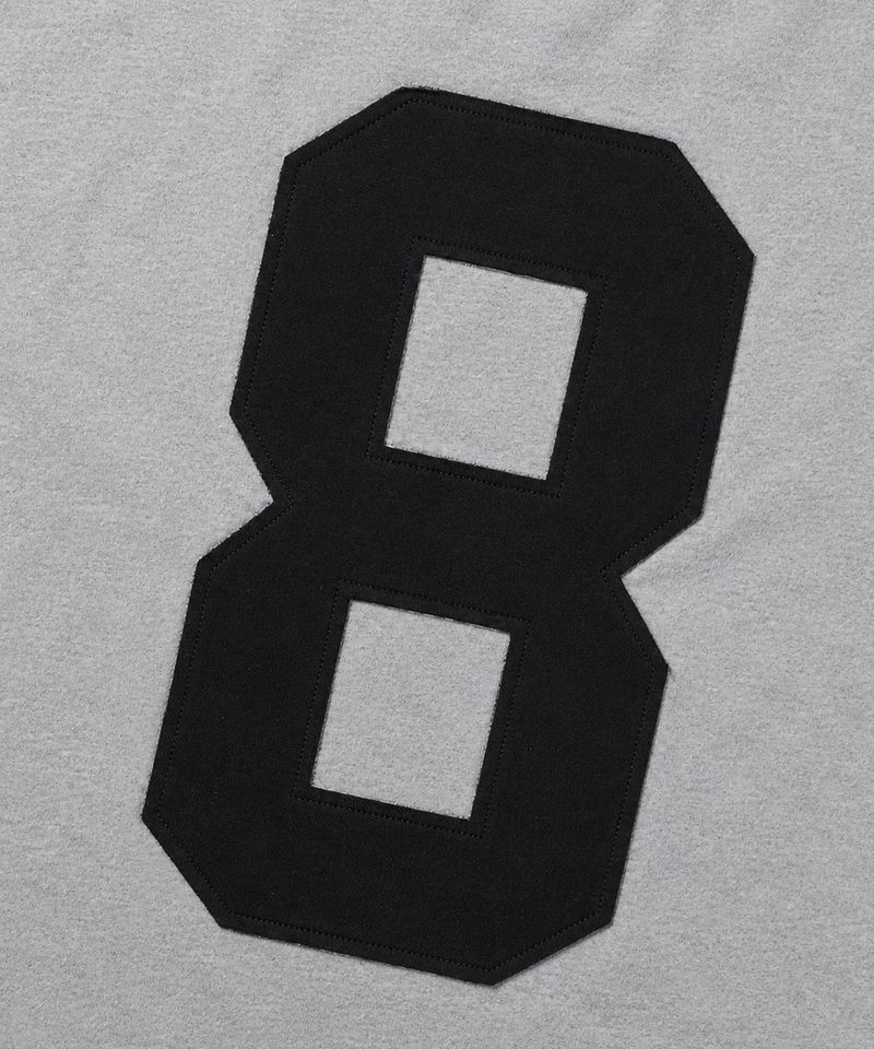 Numbering Patch Crop Ringer T-Shirt - Gray