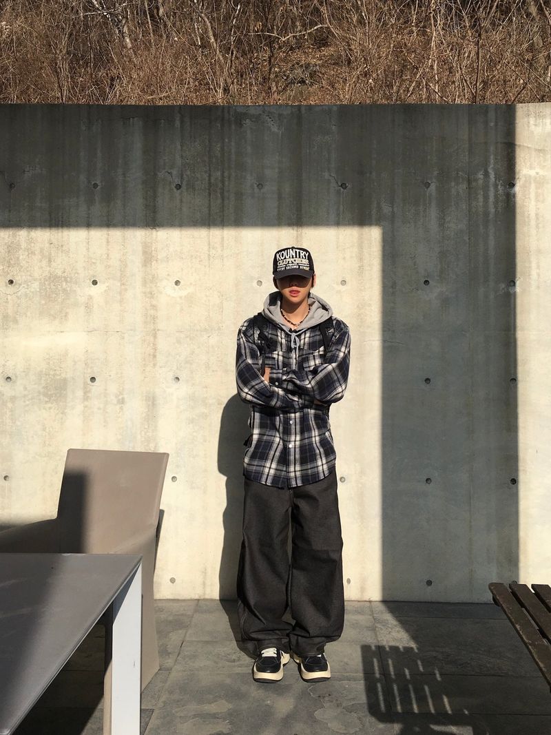 Stern Peach Check Hoodie 3C