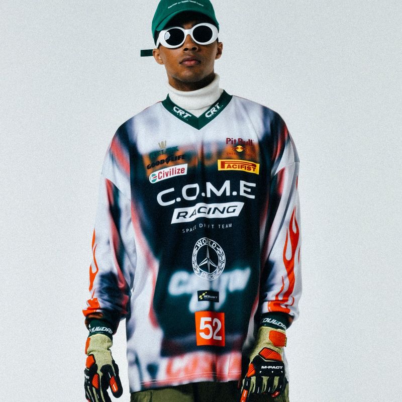 C.O.M.E（シーオーエムイー）の「[UNISEX] C.O.M.E Moto Jersey (Green)（Tops）」