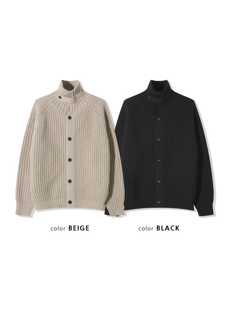 Modern High-Neck Belted Cardigan