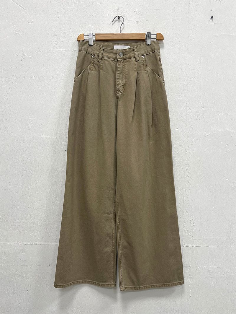 PLAIN WASHED PINTUCK PANTS (2C)