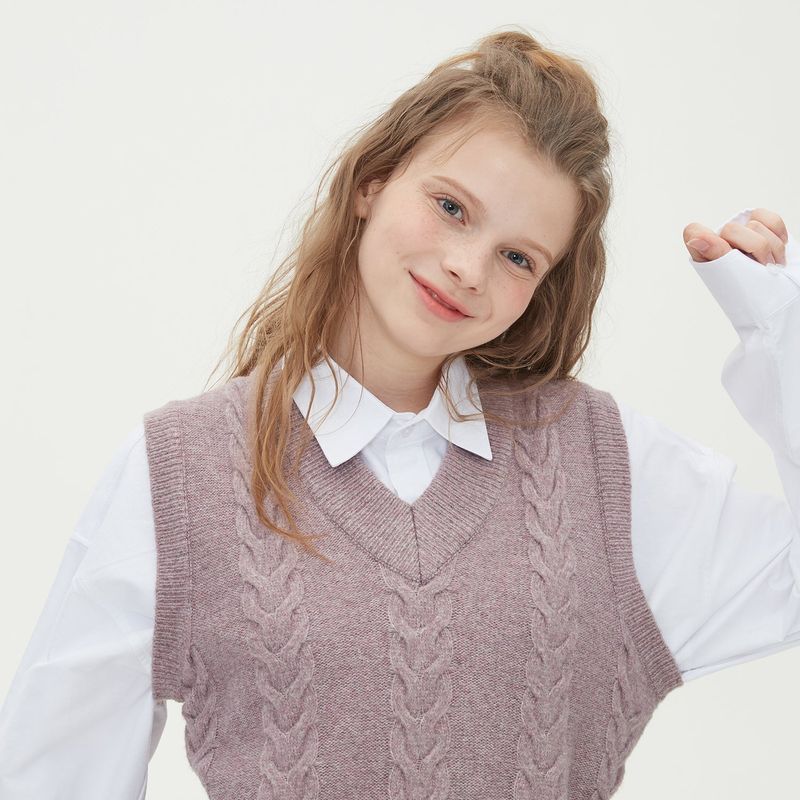 CABLE KNIT VEST_PURPLE