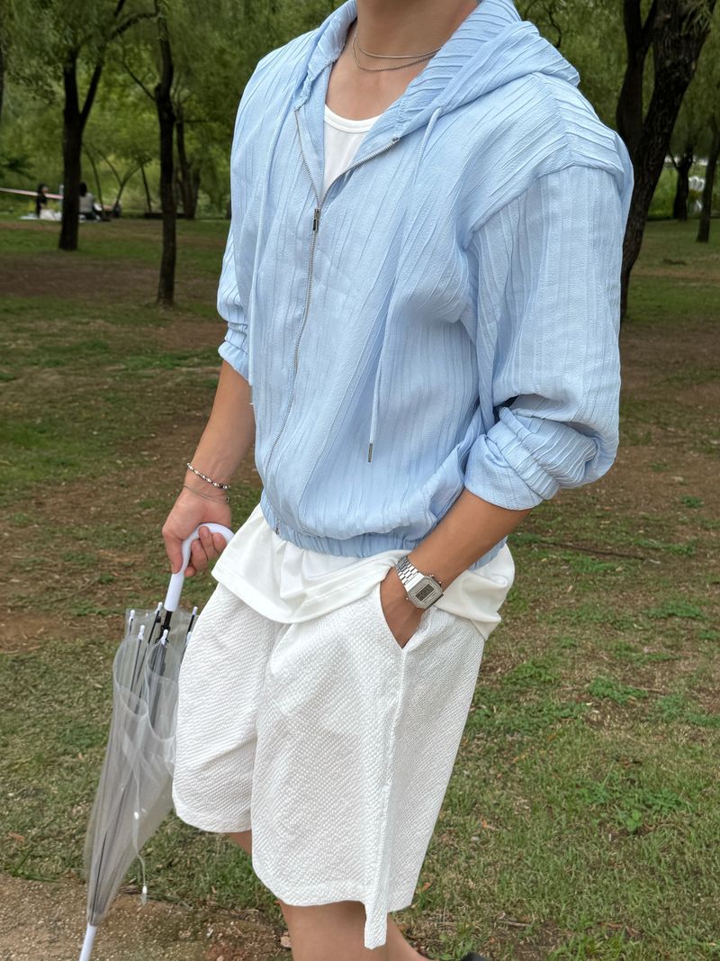 Cooling seersucker bermuda pants