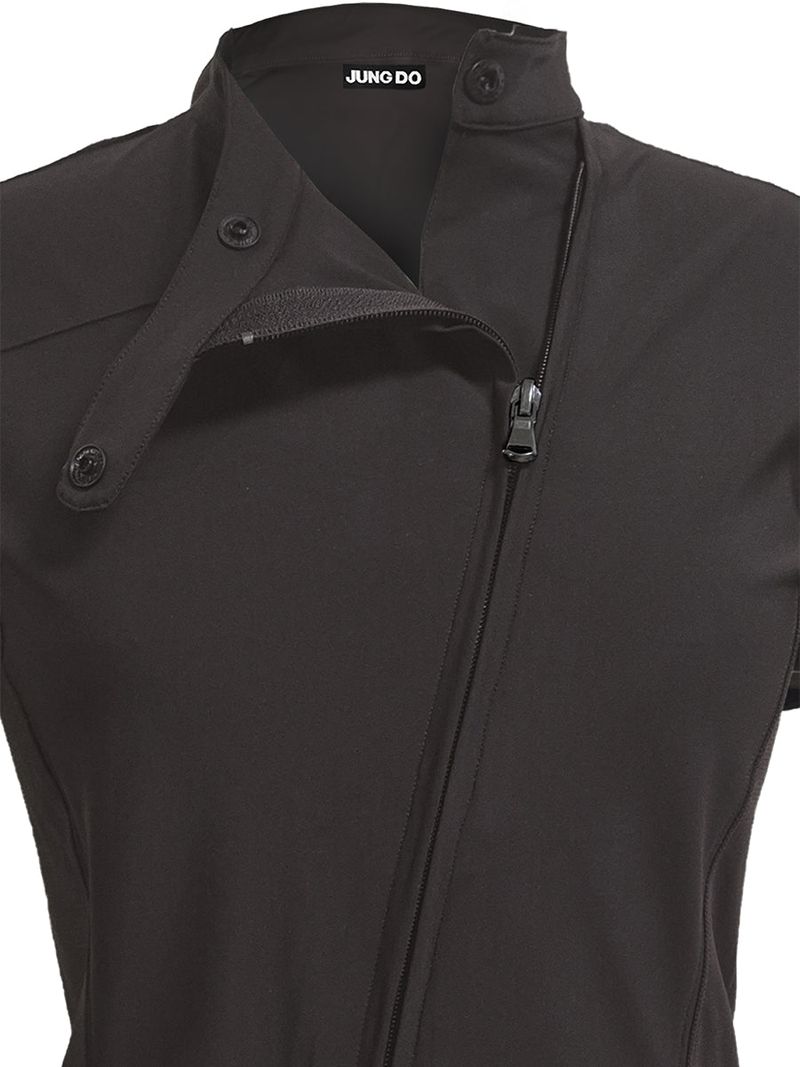  CURVED ZIP-UP SHIRT WITH LAYER . DARK BROWN