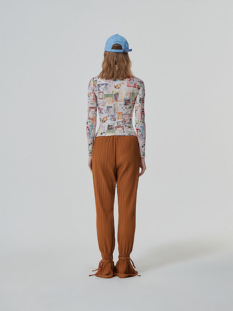 WORLDWIDE CAT POSTCARD HALF NECK LONG SLEEVE