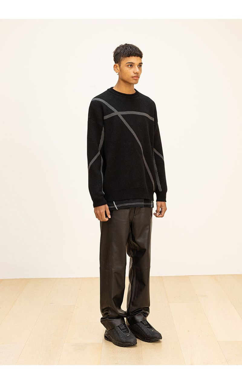 LAMSKIN CURVED LINE PANTS