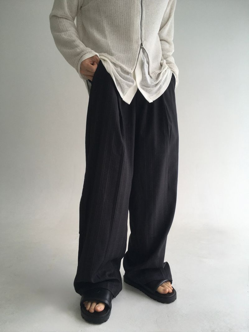 stripe banding rayon slacks(2colors)