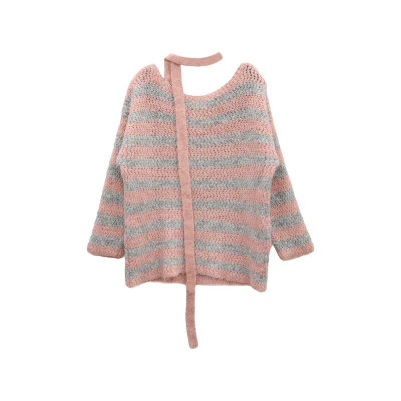 PINK PINEAPPLE(ピンクパイナップル)の「SOFT OFF-SHOULDER STRIPE KNIT SET(Tops)」