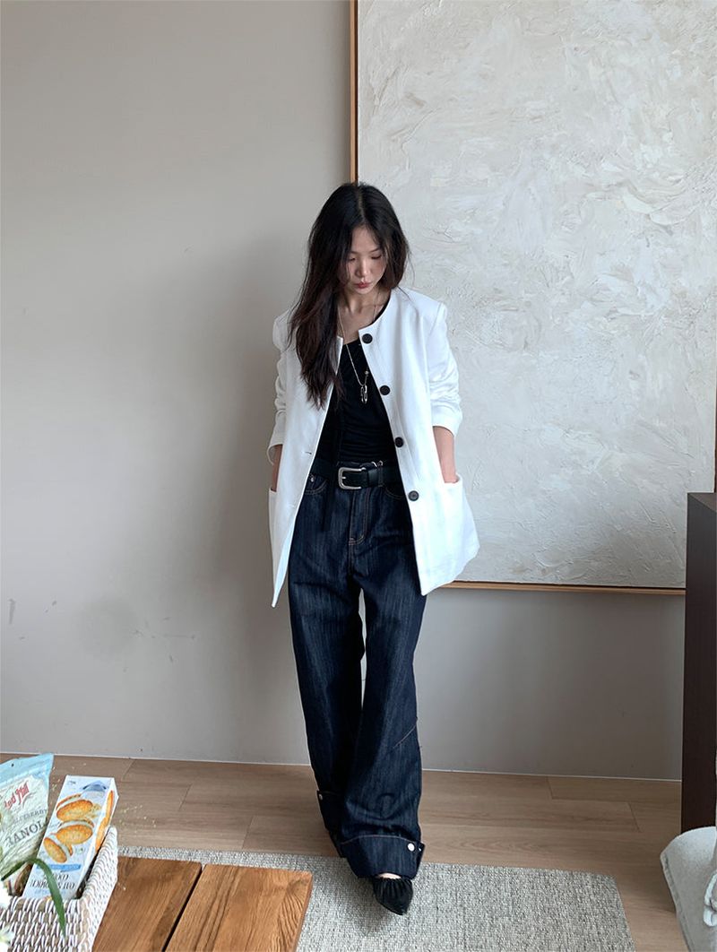 NON COLLAR LINEN JACKET (2C)
