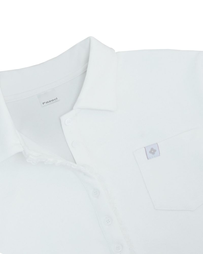 Frill 8 button pk shirt / white