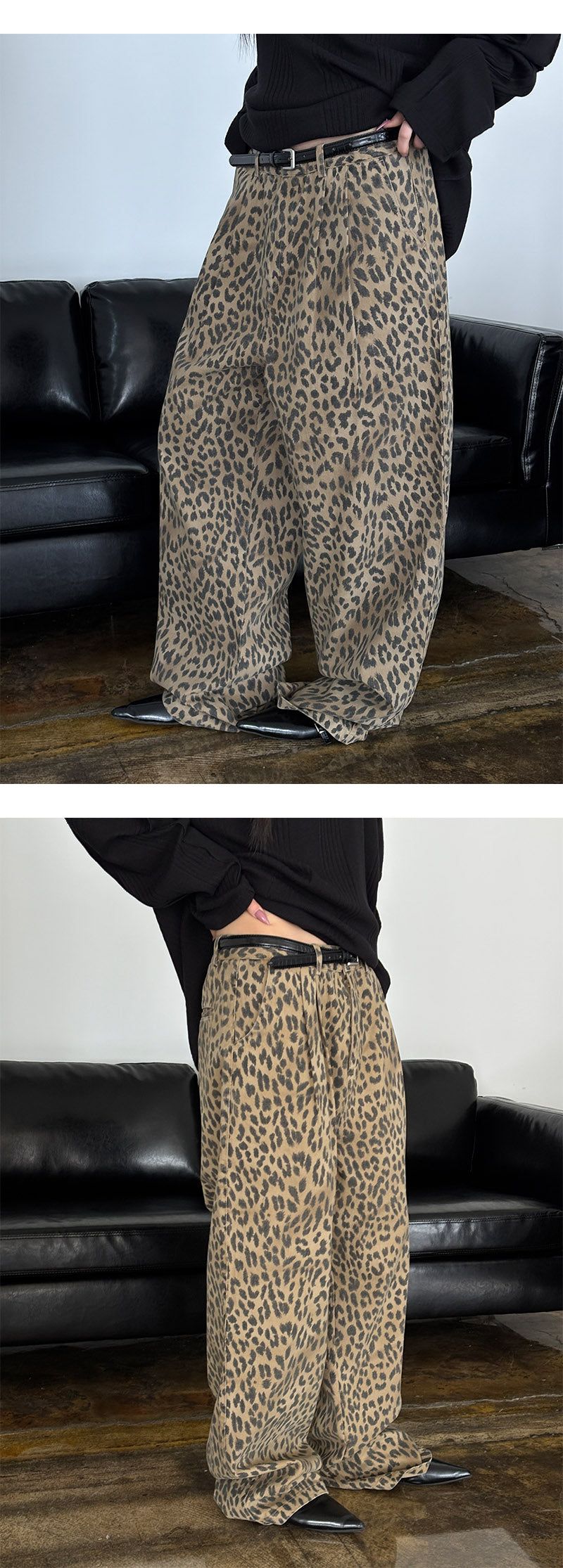 [Unisex] Two tuck leopard pants(3color)