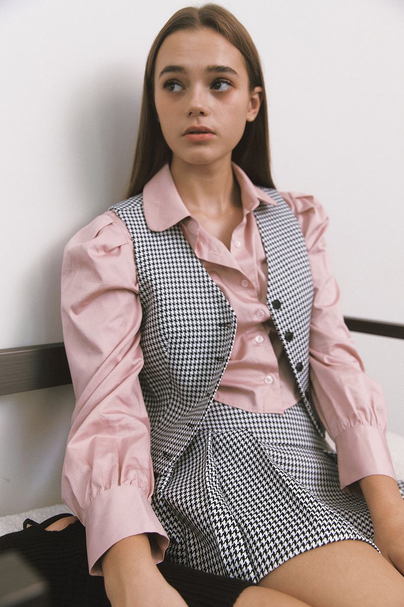 Cropped Puff Shirt Pink