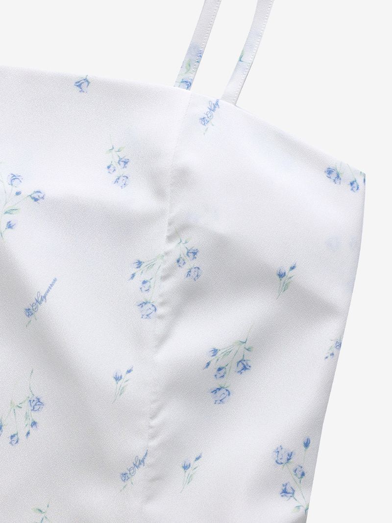 Floral flare dress (White)