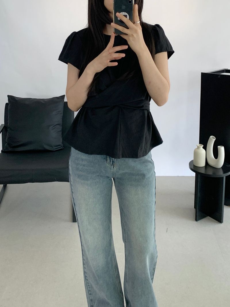 Amélie Shirred Wrap Blouse