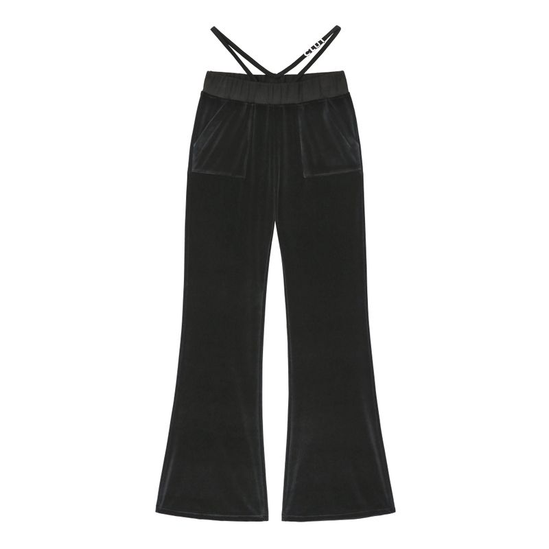 0 3 LOVE Velvet string pants - BLACK