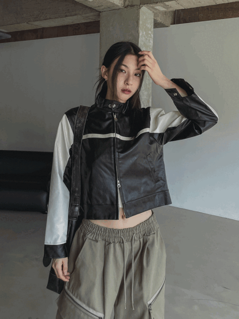 ULAN（ユレン）の「Peer One Track Crop Leather Jacket（Jackets/Outerwear）」
