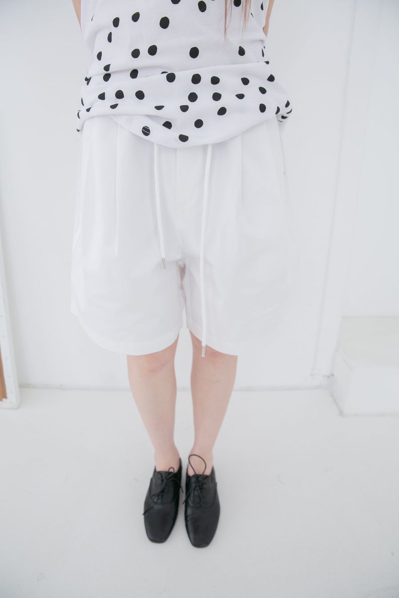 pintuck stopper cotton half pants(2colors)