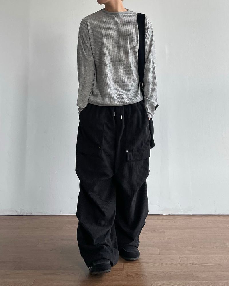 Waffle Crop Long Sleeve Tee
