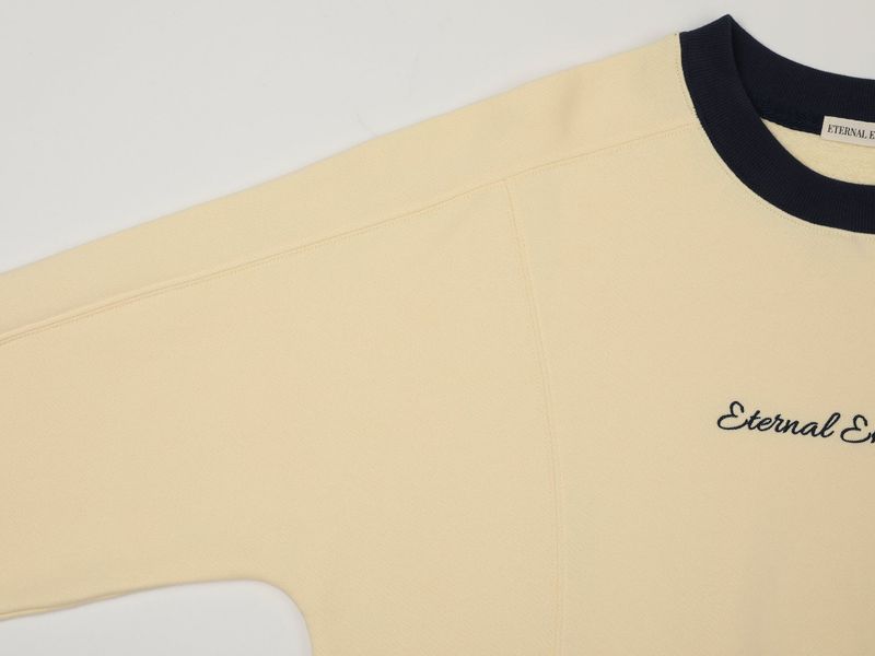 CONTRAST REGLAN CROP SWEATSHIRTS (YELLOW)