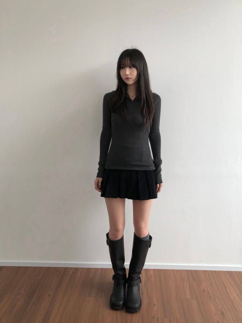 button hooded knit (2 colors)