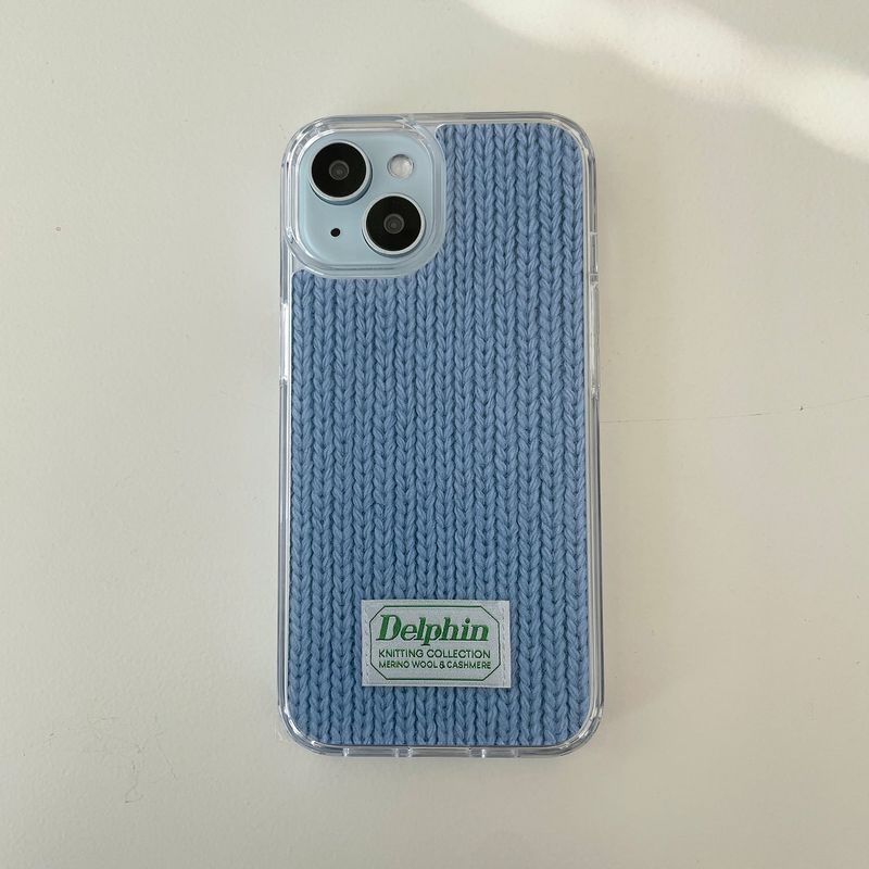 DELPHIN(デルフィン)の「LABEL KNIT HARD JELL CASE_BLUE(Smartphone Accessories)」