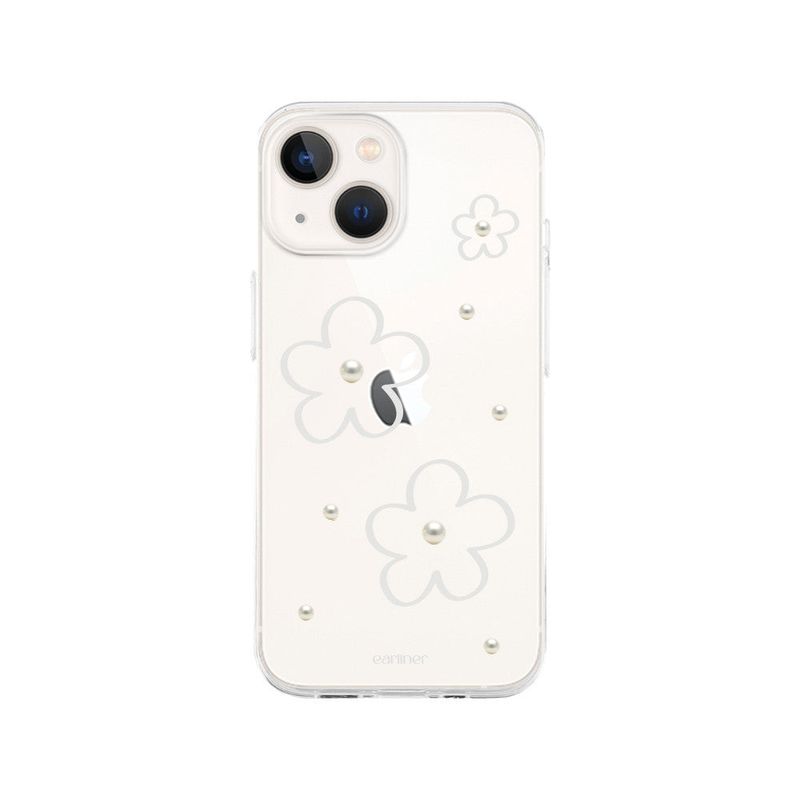 [handmade] white flower pearl jelly hard case