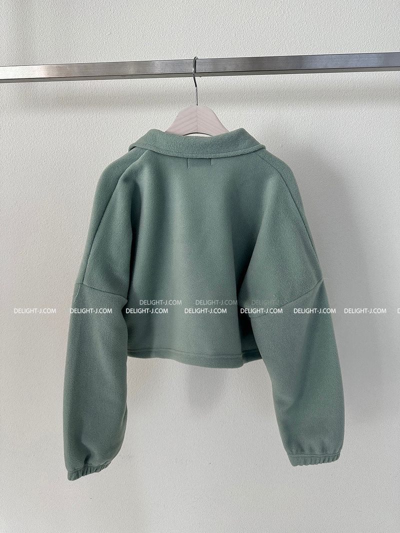 Fleece 6 color collar cropped sweatshirt
