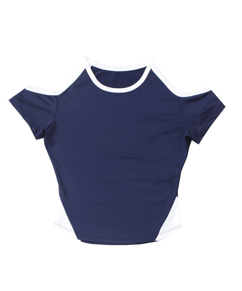 Polyester Off-Shoulder Crop Top (Navy)