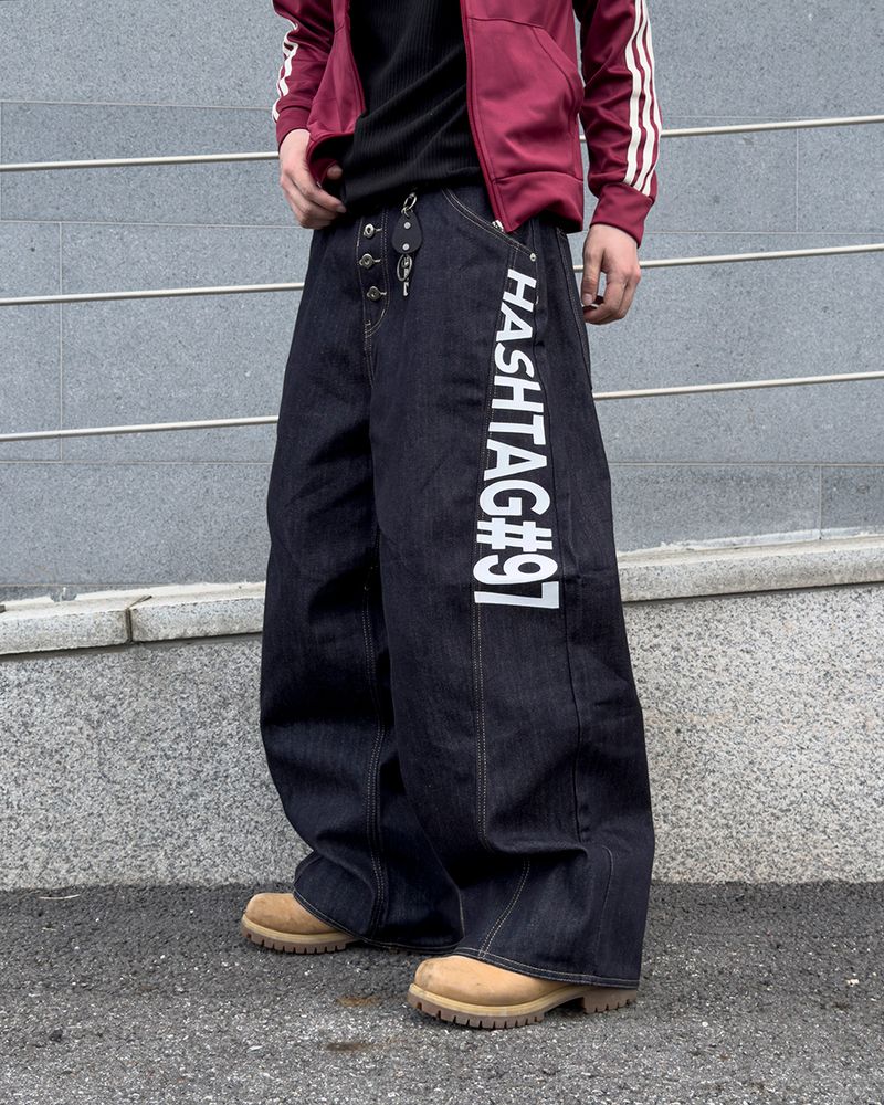 Vector graphic wide denim pants