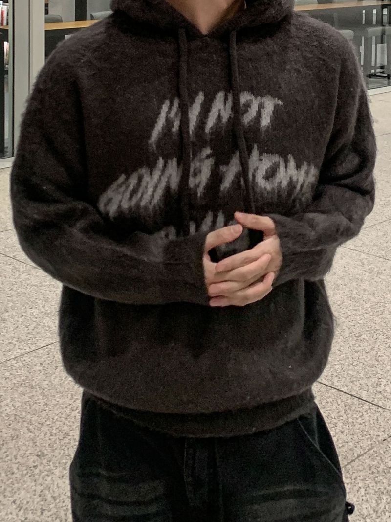 Look lettering brush hood knit