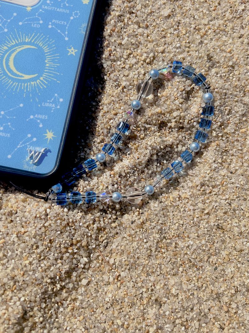 Lake Blue Crystal Phone Strap