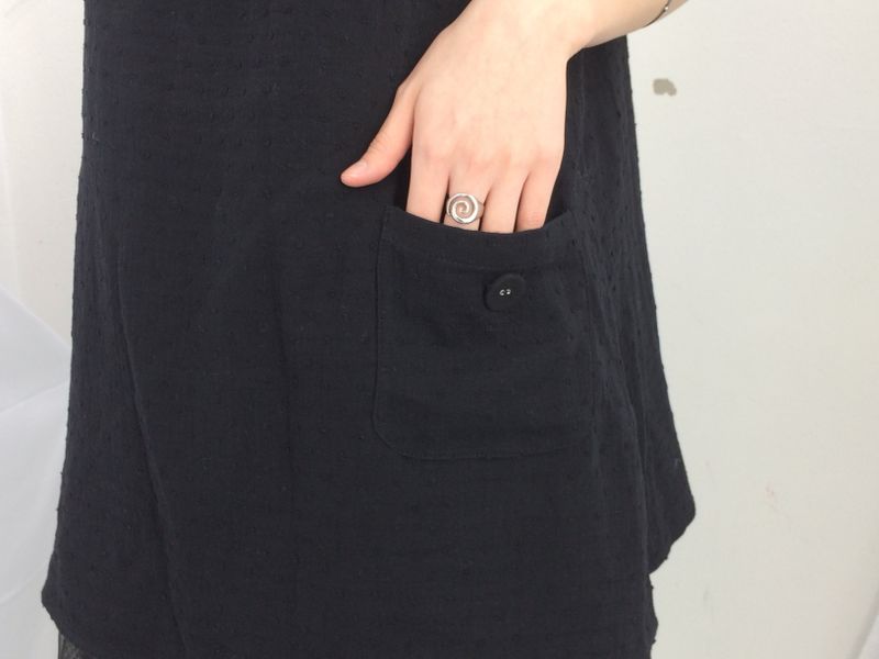Pocket button puff blouse