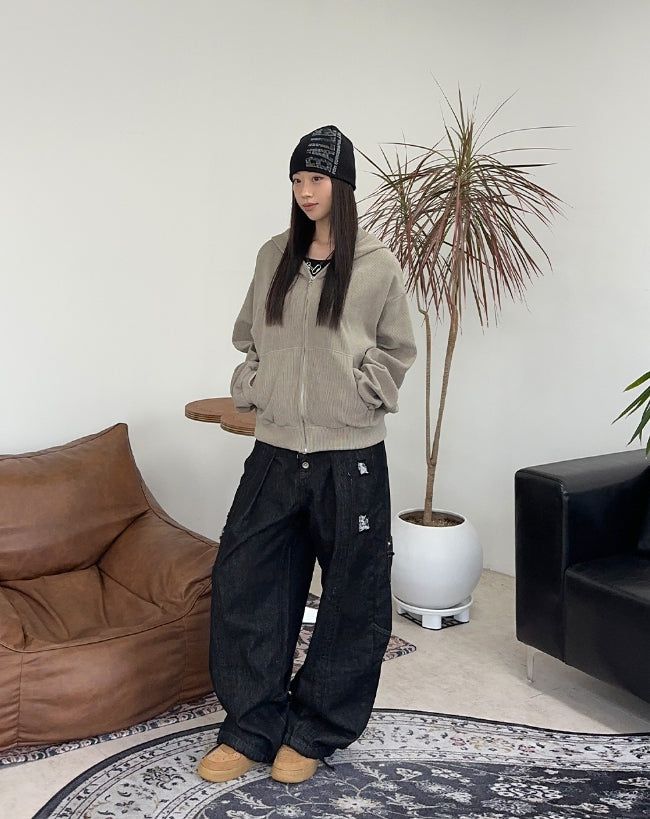 Lube Ribbed Crop Hood Zip-Up