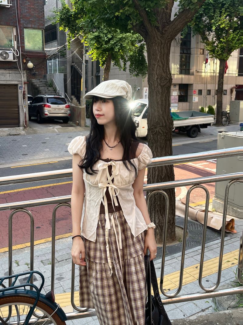 Mori Checkered Midi Skirt