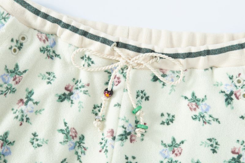 floral terry pants cream