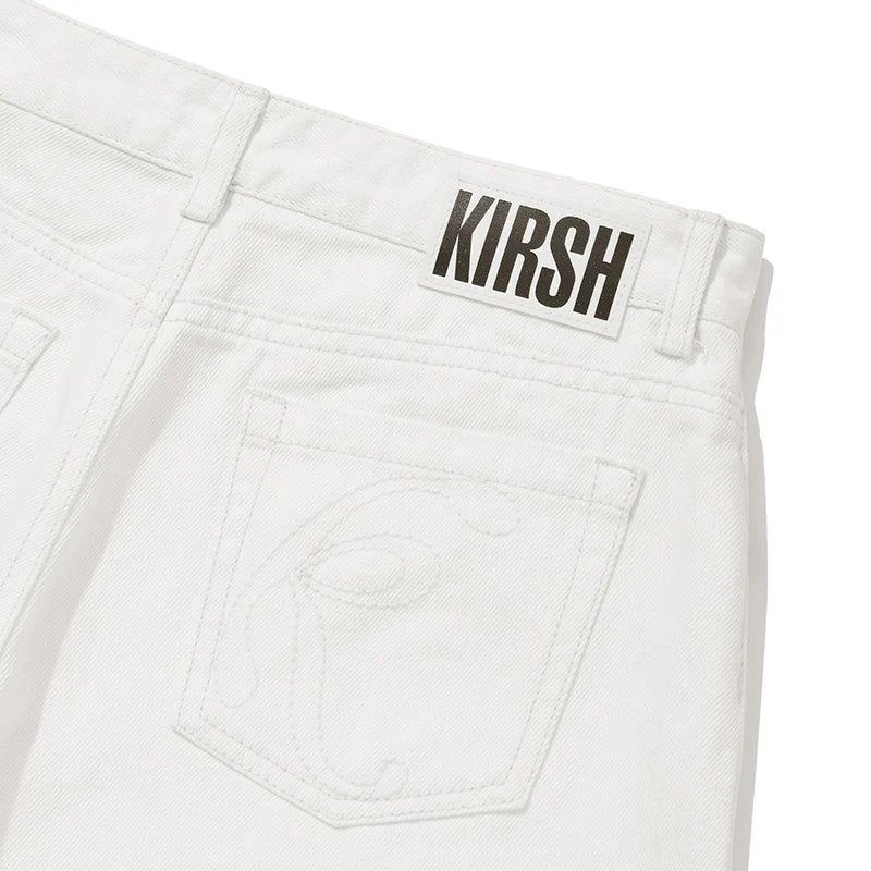 KIRSH PLAIN SEMI WIDE DENIM SKIRT PANTS - WHITE