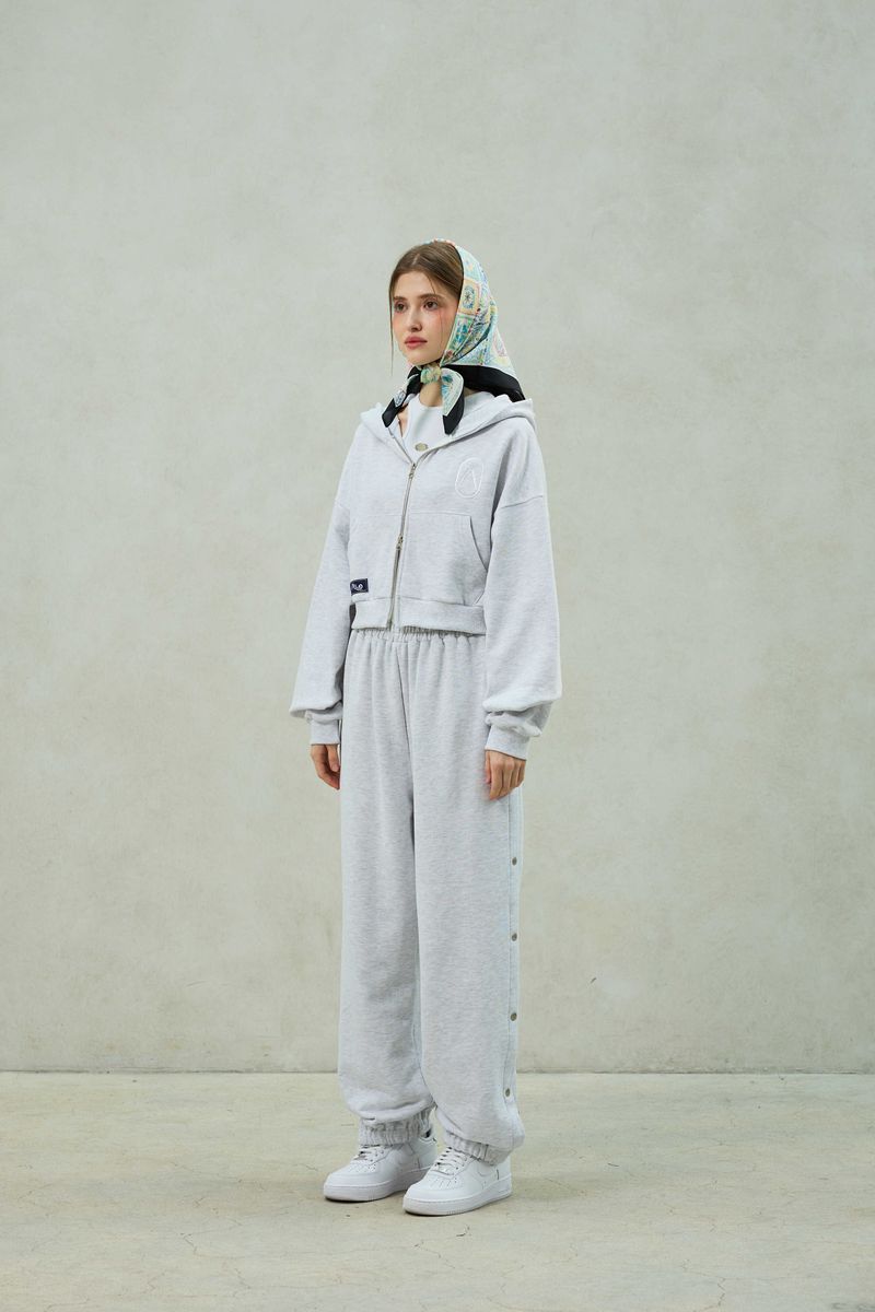 PITA SNAP OFF SWEAT PANTS / WHITE-MELANGE