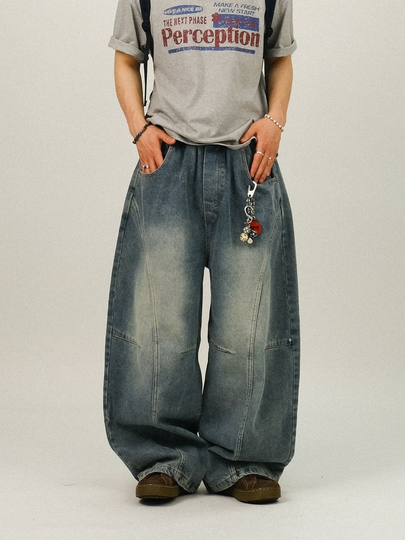 EA PINTUCK CURVED DENIM PANTS