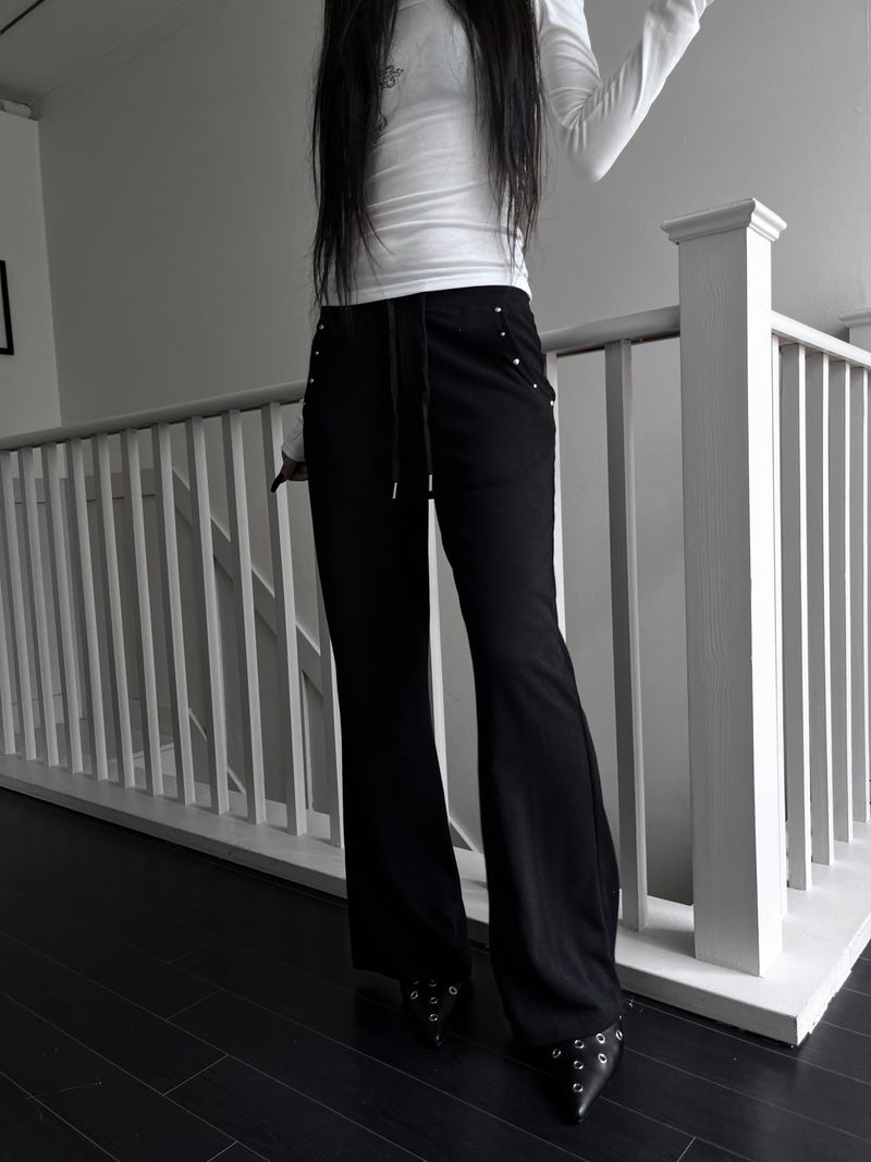 line stud bootcut pants (2color)