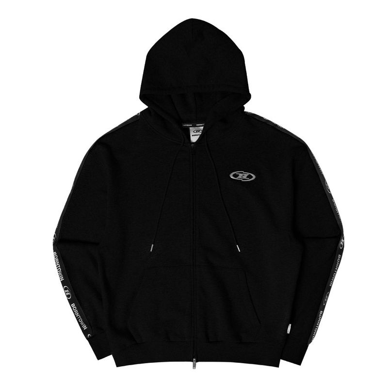 BORN TO WIN（ボーン トゥ ウィン）の「BIG CHROME B BLACK LINE ZIP-UP HOODIE [BLACK]（Tops）」