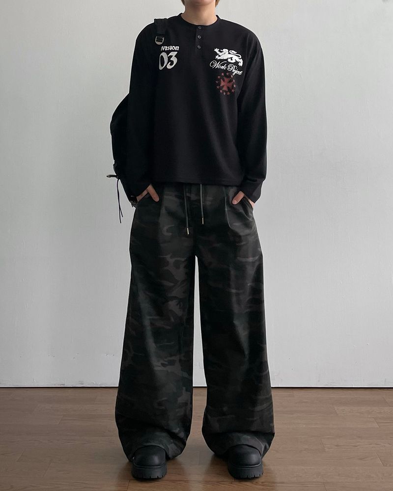 Kingdom Henley Neck Waffle Long Sleeve