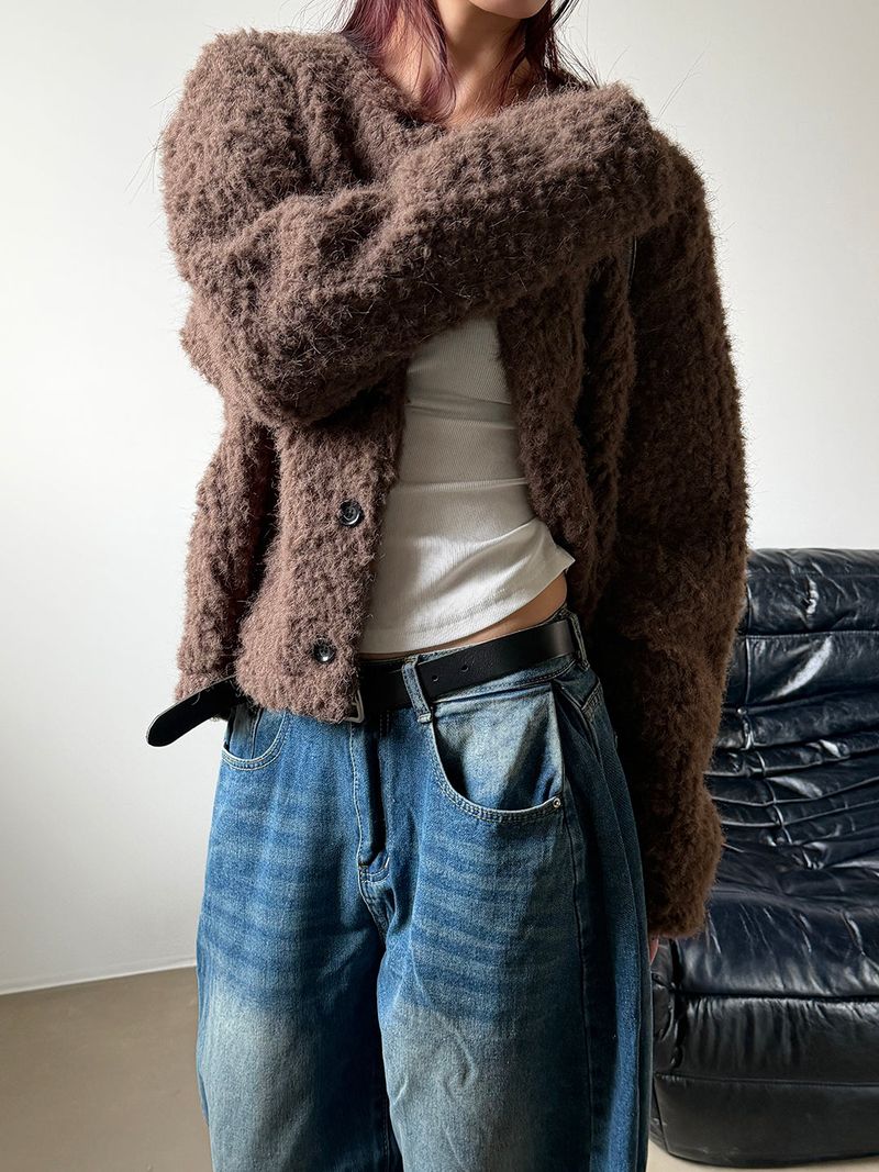 [Unisex] Alphaca fur cardigan(2color)