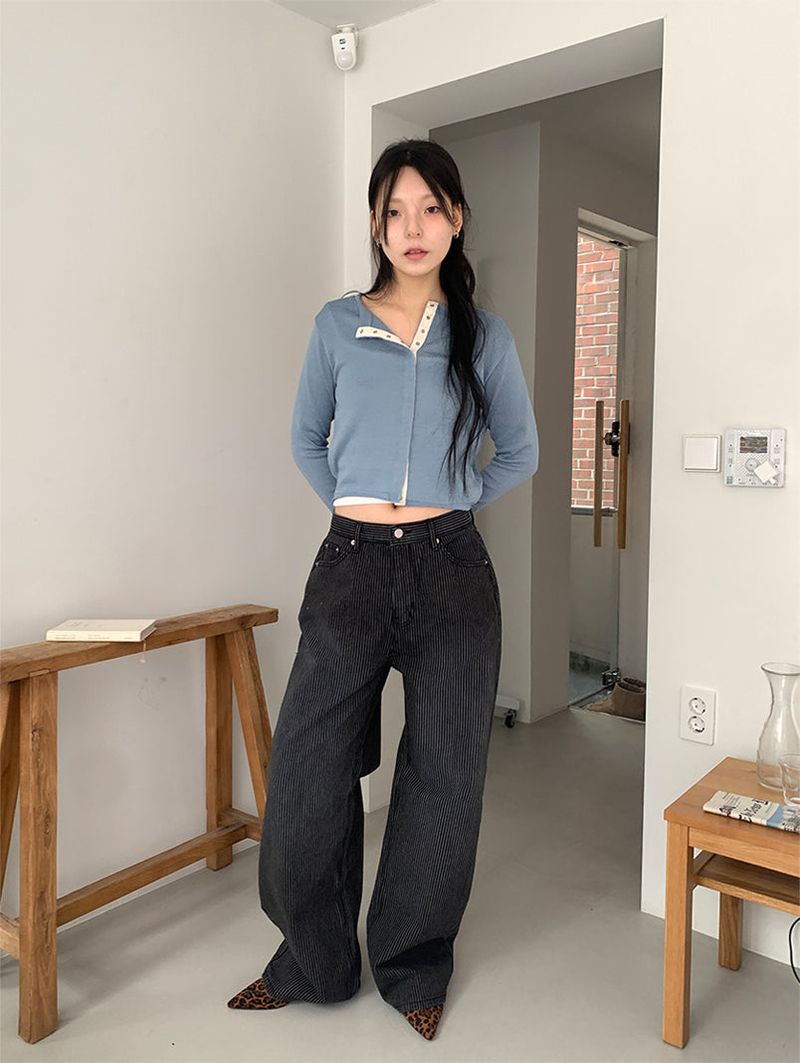 STRIPE BLACK JEANS