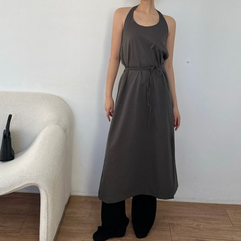 Halter Slit Dress - 2colors  