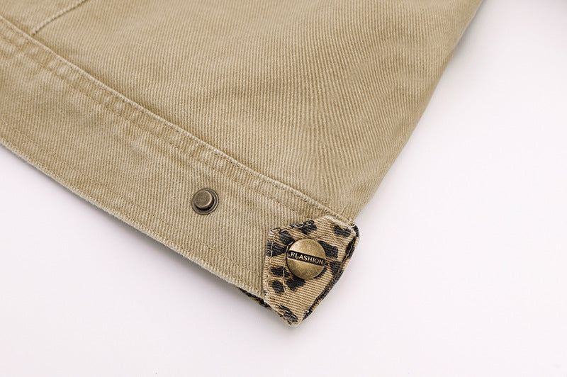 Cleo Leopard Trim Denim Jacket