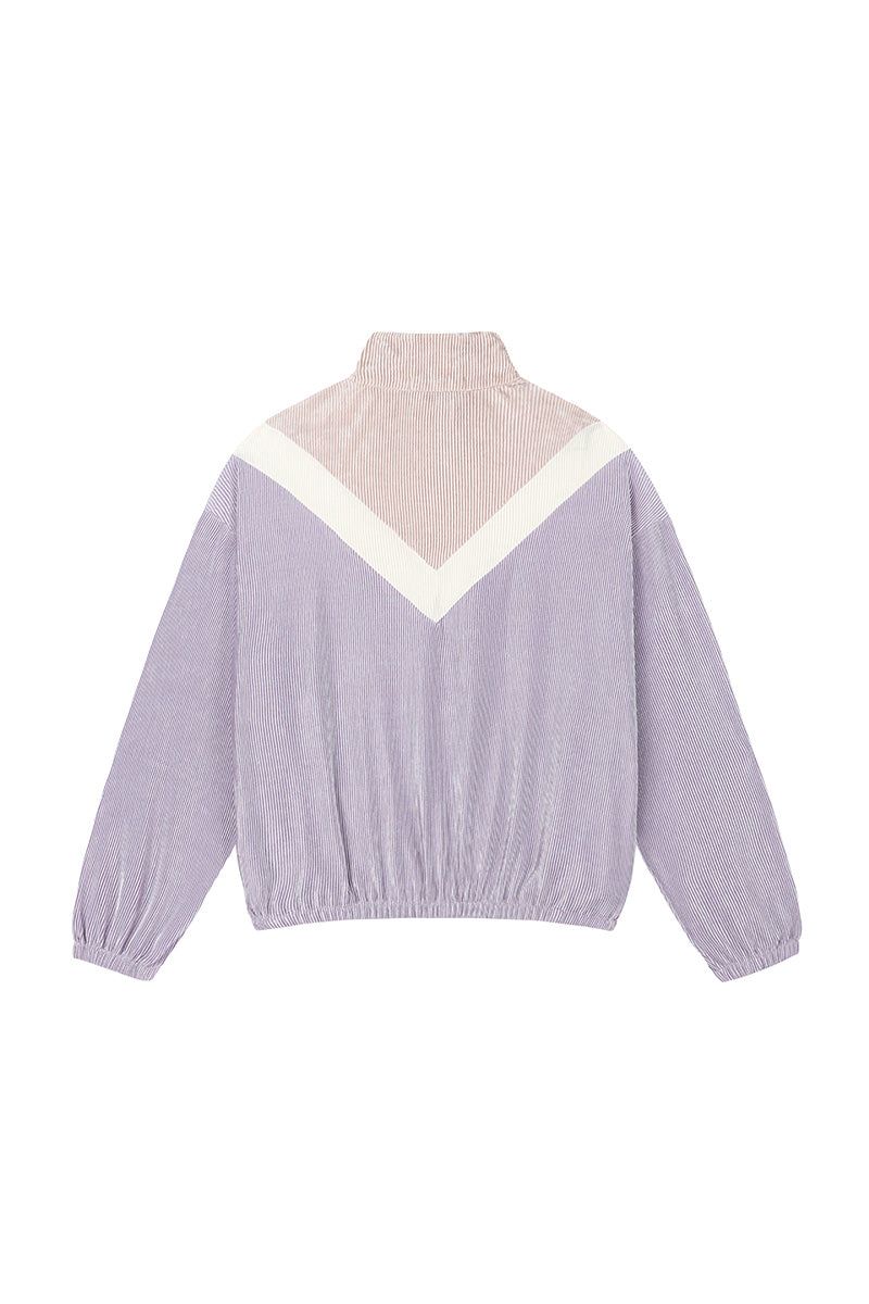 pleats velvet zip-up top